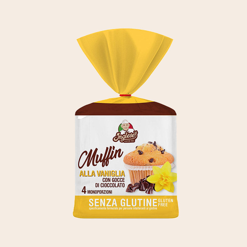 Muffin alla Vaniglia con Gocce di Cioccolato Inglese Senza Glutine